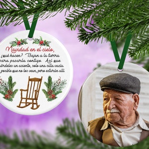 Spanish Memorial Ornament - Double Sided Ornament - Circle Ornament - Remembrance Ornament - Personalized Ornament - Porcelain Ornament