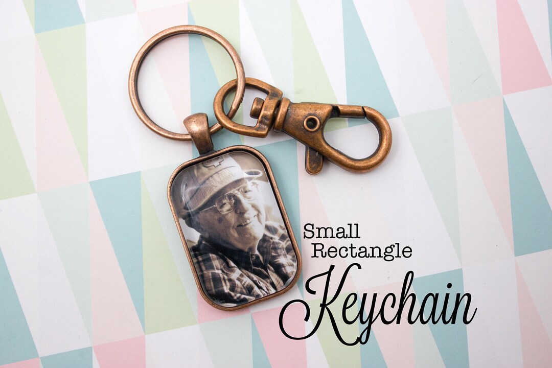 Memorial Photo Keychain - Custom Photo Keychain - Antique Copper ...