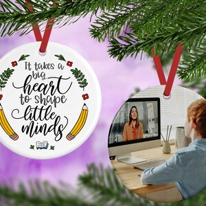 Teacher Ornament - Photo Ornament - Double Sided Ornament - Teacher Gift - Personalized Ornament - Porcelain Ornament