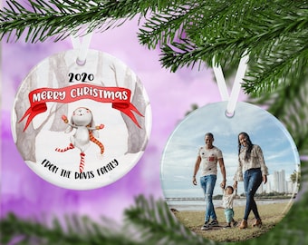 Benutzerdefinierter Ornament - Frohe Weihnachten - Fotoornament - Schneefreunde Ornament - Personalisiertes Ornament - Familienornament