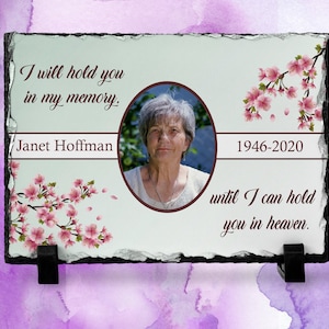 Memorial Photo Slate - Custom Slate - Remembrance Slate - Personalized Memorial -I will hold you in my memory until I can hold you in heaven