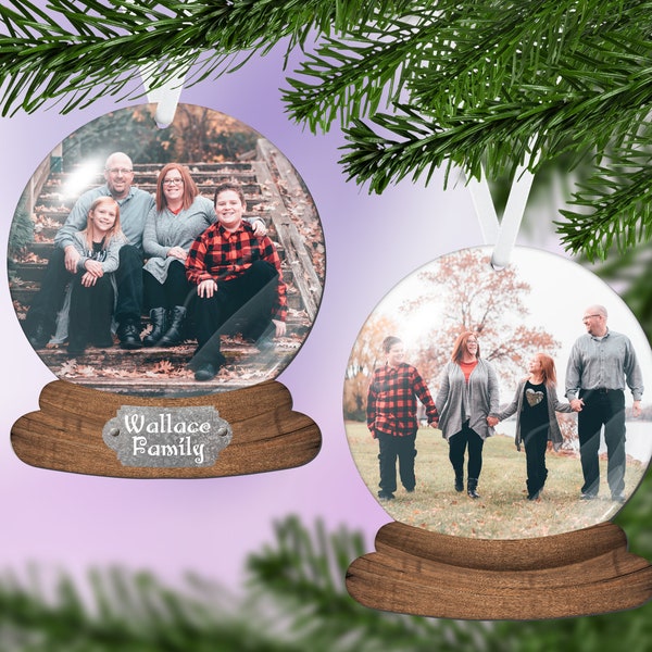 Custom Photo Ornament - Double Sided Ornament - Snow globe Photo Ornament - Personalized Ornament - Photo Ornament - Snowglobe Ornament