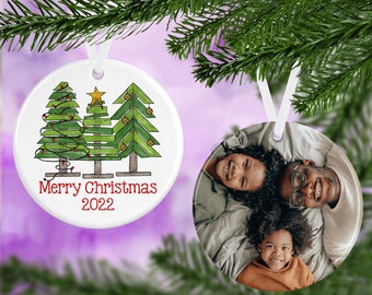 Custom Ornament - Merry Christmas - Trees Ornament - Photo Ornament - Double Sided Ornament - Personalized Ornament - Family Ornament