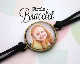 Custom Photo Bracelet - Personalized Bracelet - Circle Photo Bracelet - Antique Bronze Bracelet - Photo Jewelry - 25 mm / 1 in Circle