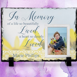 Personalized Memorial Slate - Custom Slate - Remembrance Slate - Photo Slate - In Memory of a Life so beautifully lived