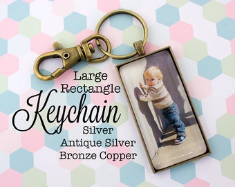 Custom Photo Keychain Rectangle 1x2 Inch / 25x50 mm Key chain Personalized Gift