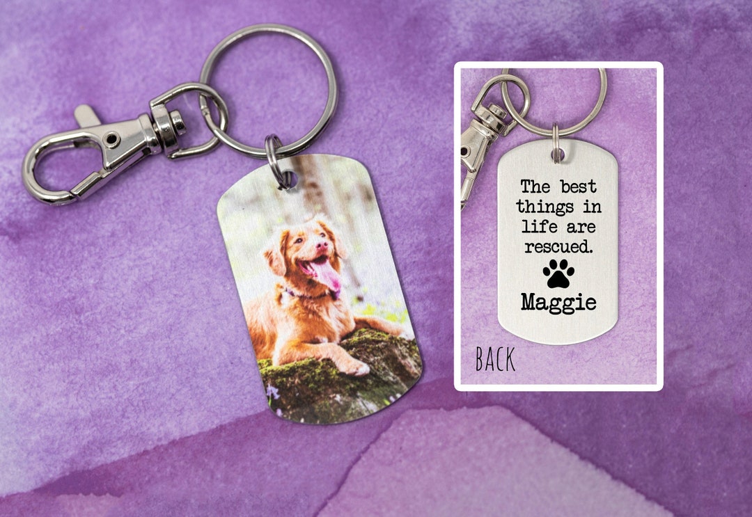 Key Tag Rescue Custom Photo Pet Tag, Rescue Dog Keychain, Personalized Gift - Etsy