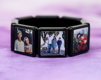 Custom Photo Bracelet - Personalized Bracelet - Stretch Bracelet - Custom Photo Jewelry - 20 mm Square