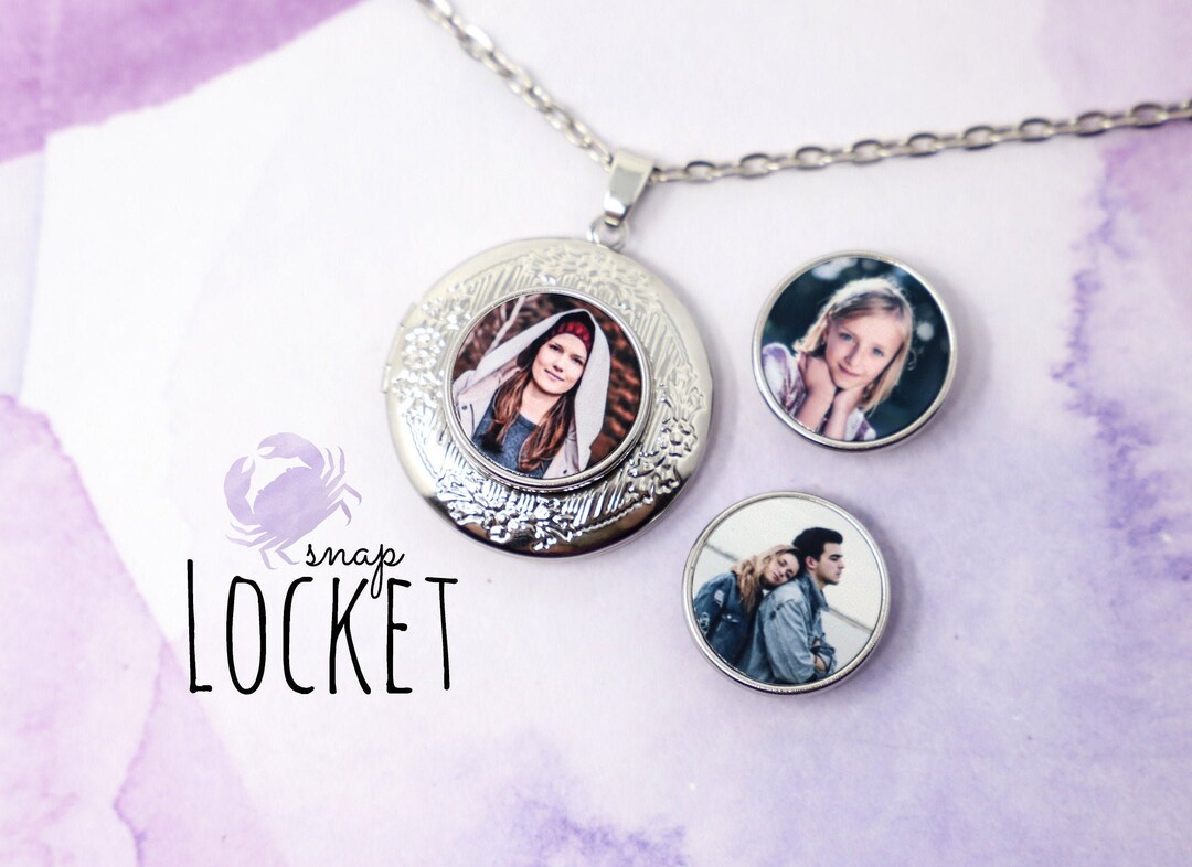 Personalized Snap Locket - Photo Locket - Snap Locket- Custom Photo ...