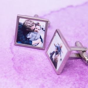Manschettenknöpfe - Personalisierte Manschettenknöpfe - Bräutigam Manschettenknöpfe - Erinnerung Manschettenknöpfe - Silber Manschettenknöpfe - Foto Manschettenknöpfe