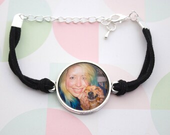 Custom Photo Bracelet - Personalized Bracelet - Circle Photo Bracelet - Antique Silver Bracelet - Photo Jewelry - 25 mm / 1 in Circle