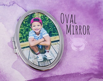 Personalisierter Kompaktspiegel - Custom Oval Compact - Foto Handspiegel - Ovaler Kompaktspiegel
