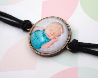 Photo Bracelet - Personalized Bracelet - Circle Photo Bracelet - Antique Copper Bracelet - Custom Photo Jewelry - 25 mm / 1 in Circle