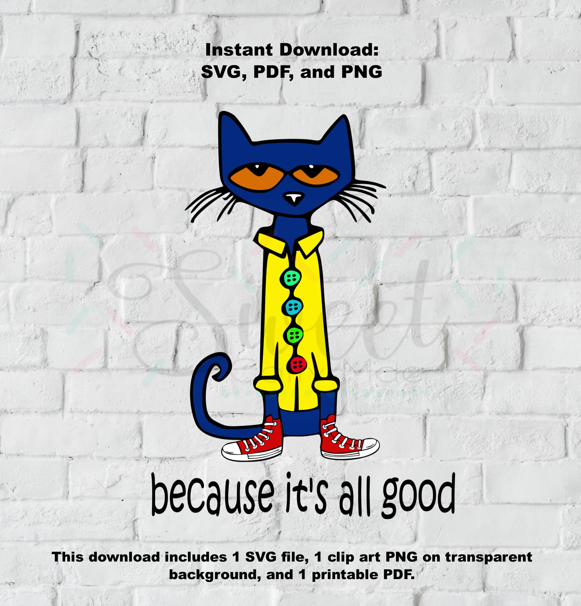 Pete the Cat / Cut File / Cameo Projects / Cricut Projects / Etsy