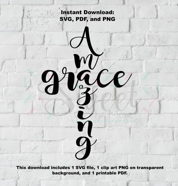 Download Religious T Shirt Amazing Grace Cross Gift Idea Diy Home Decor Cut File Cameo Projects Cricut
