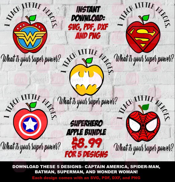 Download Superhero Apple Bundle Teacher Super Power Teach Little Etsy