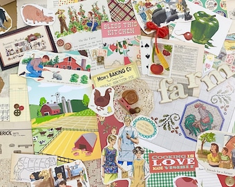Green Acres Journal Kit | 125 pieces | Ephemera Pack | Farm