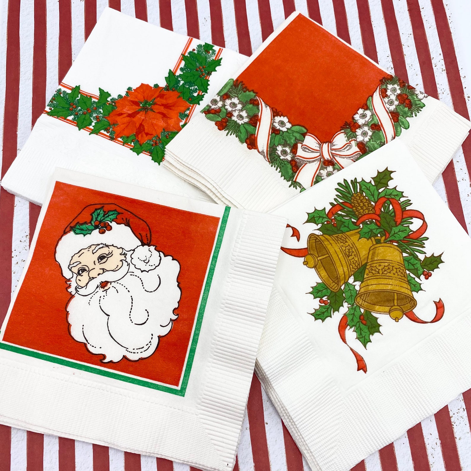 Vintage Christmas Napkins Santa Claus Vintage Hallmark Etsy