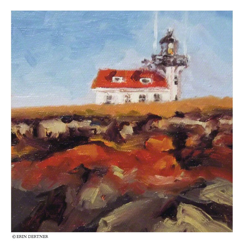 Point Cabrillo Lighthouse Art by Erin Dertner 4.25 Ceramic Tile