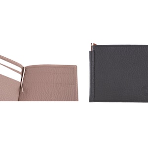 Cartera de cuero DOLLAR, con portatarjetas // negro, marrón, beige, burdeos (cuero de becerro italiano) - ENVÍO GRATIS, pieza única