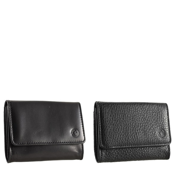 Cartera portatarjetas de cuero negro ? 1914 en suave, granulado ? (Premium, único, ternero italiano - envío GRATUITO)