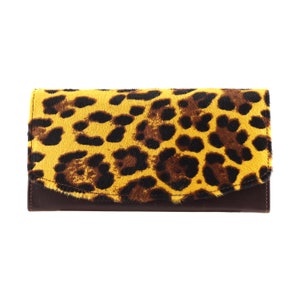 Cartera de cuero para mujer EMILY ? Ocelote amarillo x serpiente multicolor, pitón e., animal (cuero de becerro italiano) - ENVIO GRATIS, pieza única
