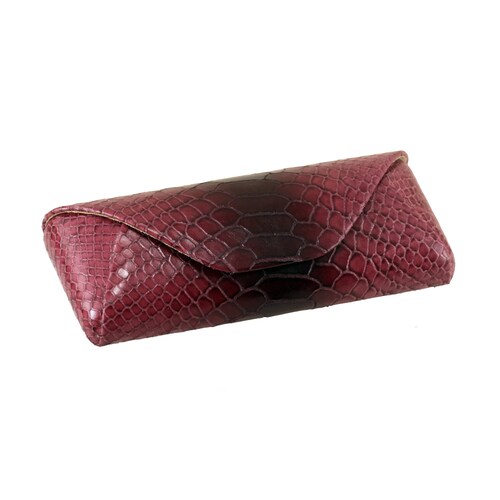 Leather glass holder | Hot shops pink x Purple, genuine eel skin | (Premium, unique, Italian calf - FREE shipping)