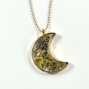 Gold Pyrite Moon Pendant