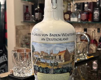 German Limited Edition Ceramic Bottle | Stuttgart Lustgarten | West Germany Swing Top