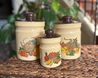 Vintage Blue Ransburg Canister Set Graduated Hand Painted