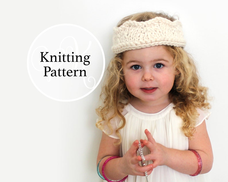 Crown Knitting Pattern, Knit Tiara Instant Download image 1