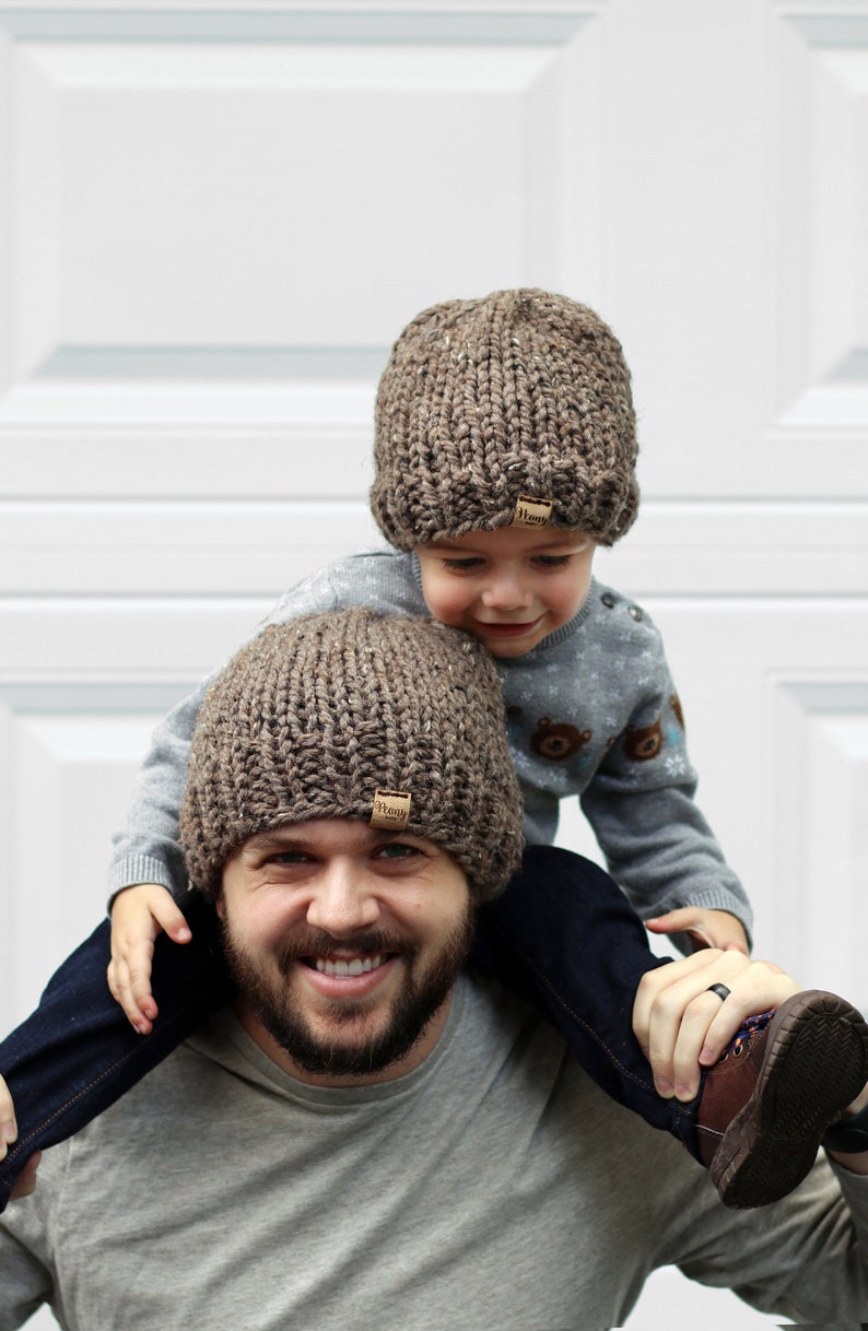 Matching Dad and Me Hats Father Son Beanie Set Kids Pom Etsy