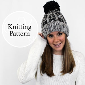 Knitting Hat Pattern, Fair Isle Knit Beanie, Easton Hat Instant Download