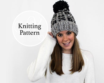 Knitting Hat Pattern, Fair Isle Knit Beanie, Easton Hat Instant Download