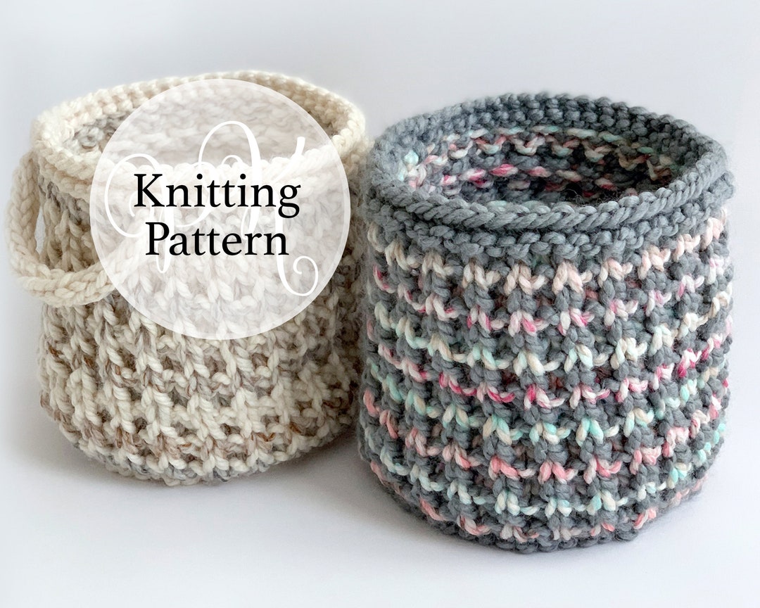 Knit Basket, Knitting Pattern Bowie Basket Instant Download