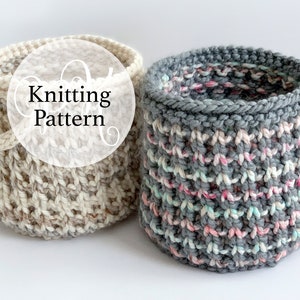 Knit Basket, Knitting Pattern Bowie Basket Instant Download