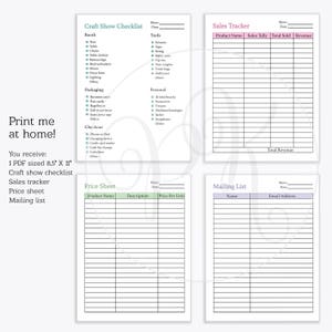Printable Craft Show Planner 4-page - Etsy