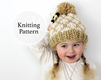 Knitting Pattern Little Bee Hat Instant Download