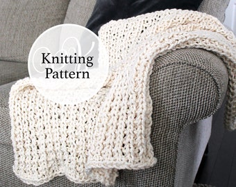 Knitting Pattern Blanket, Beltway Blanket Throw Instant Download