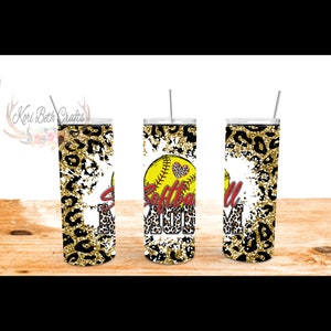 softball mom tumbler | softball heart | cheetah tumbler | mom tumbler | 20 oz tumbler | gift for her
