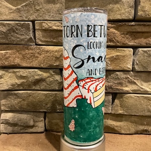 Stainless Steel sublimation tumbler with straw, Christmas tree cake 20oz, holiday gift, snack cake tumbler