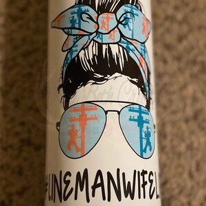 Stainless Steel sublimation tumbler with straw, Lineman wife life 20oz custom tumbler, unique Christmas gift, coffee tumbler