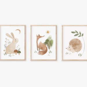 woodland art prints, woodland nursery decor,  woodland animals print, woodland art for kids room, woodland nursery art, nursery prints