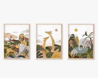 safari kinderkamer decor, Safari dieren prints, safari wand decor, safari prints, safari kinderkamer print, safari kinderkamer kunst, kinderkamer prints