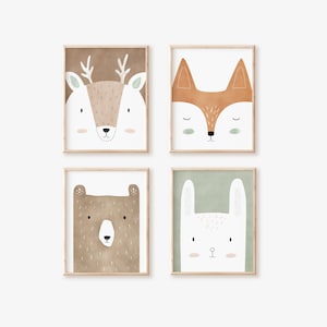 woodland art prints, woodland nursery decor,  woodland animals print, woodland art for kids room, woodland nursery art, nursery prints
