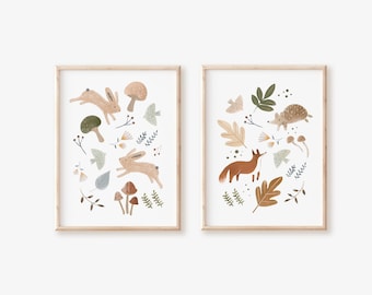 woodland nursery decor, woodland art prints, nursery decor, woodland animal prints, woodland artwork, woodland nursery prints