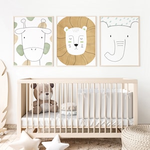 Láminas de animales de safari, decoración de pared de safari, láminas de safari, lámina de safari para guardería, decoración de safari para guardería, arte de safari para guardería, láminas para guardería