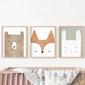 woodland art prints, woodland nursery decor,  woodland animals print, woodland art for kids room, woodland nursery art, nursery prints