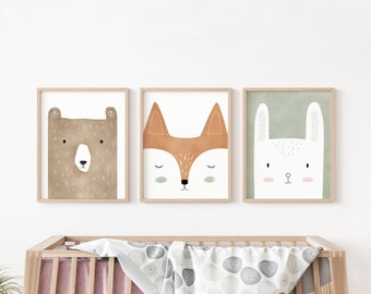 woodland art prints, woodland nursery decor,  woodland animals print, woodland art for kids room, woodland nursery art, nursery prints