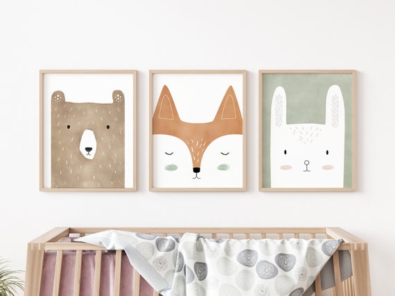 Woodland Art Prints Woodland Nursery Decor Woodland Animals